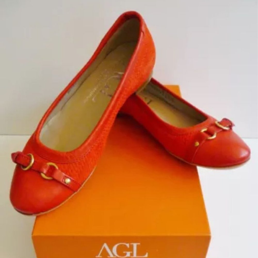 AGL Cap Toe Ballet Flat - Orange/Burnt Siena - 8.5